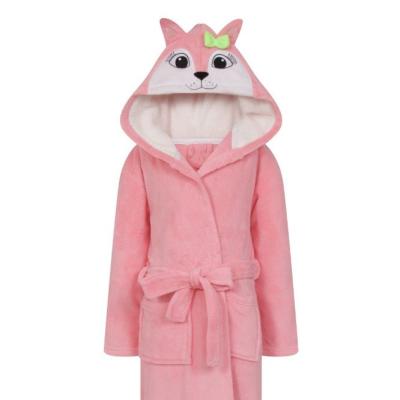 China Girls Kids Thermal Sleepwear Printed 3d Hood Rabbit Style Tied Waist Home Loungewear Bathrobe Cute Animal Pajamas for sale