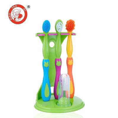 China BPA Free Silicone Kids Children Baby Training Toothbrush Set Soft Babies for sale