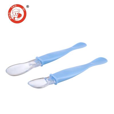 China BPA Free Plastic PP Kids Soup Spoon Feeder Set Tableware Baby Silicone Feeding Spoon For Infant for sale