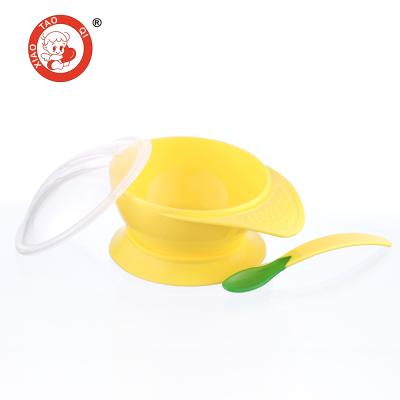 China BPA Free Kids Tableware Plastic Suction With Spoon Baby Feeding Bowl for sale