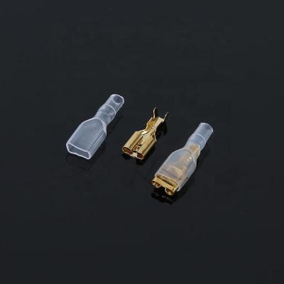 China Brass Tinned 6.3mm Female or Male Terminal Crimp Spade Wire Brass Connector 6.3mm for sale