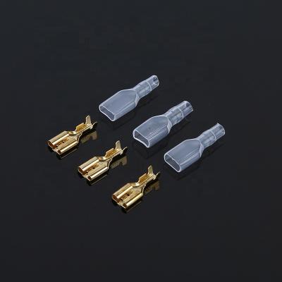 China Female Spade Connector 6.3 Crimp Terminal With Insulating Sleeves For Terminals 22-16AWG 6.3mm for sale