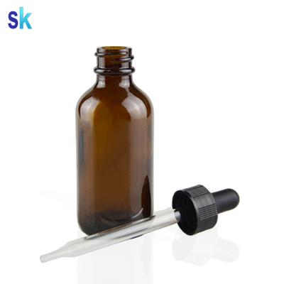 China E liquid/e juice/e cig oil/essential oil 60ml boston amber glass dropper bottle with black cap for sale