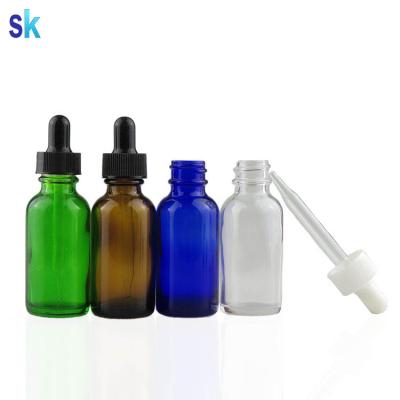 China Eliquid/e juice/essential oil/e cigarette oil bottle 30ml 60ml Boston glass round bottle with dropper boston glass green blue amber bottle for sale