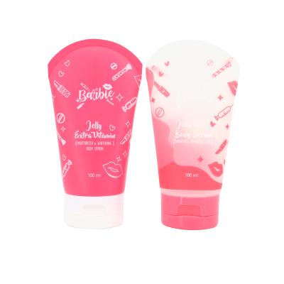 China 100ml Custom Luxury Clear Pink Cosmetic Packaging Face Cream Tube Hand Cream Soft Clear Plastic Tube for sale