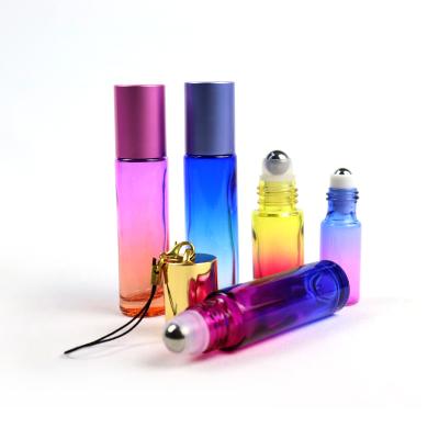 China Apperance Luxury Eye Tube Roll On Glass Perfume Bottle 10ml Gradient Roller Bottle 10ml For Eye Roller Bottle for sale