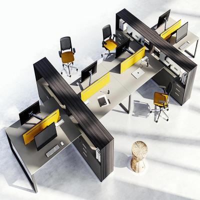 China Fashionable Modular Sides Two Compartments Office 4 Person Office Space Saving Office Workstation for sale