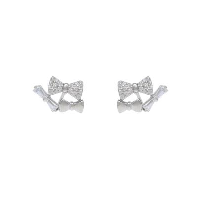 China CLASSIC Lilliana 925 Sterling Silver Jewelry Bow Baguette Earrings Stud Women Jewelry 2022 for sale