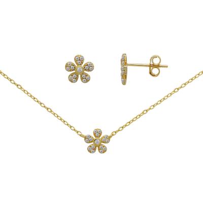 China Cute Lilliana 925 Sterling Mini Flower Gold Plated Jewelry set kids jewelry for sale