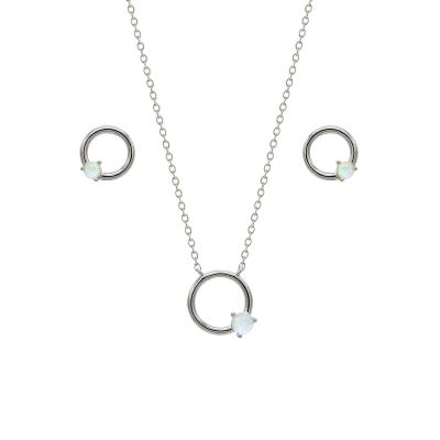 China Cute Lilliana 925 Sterling Simple Open Circle Silver Opal Jewelry Sets Kids Jewelry for sale