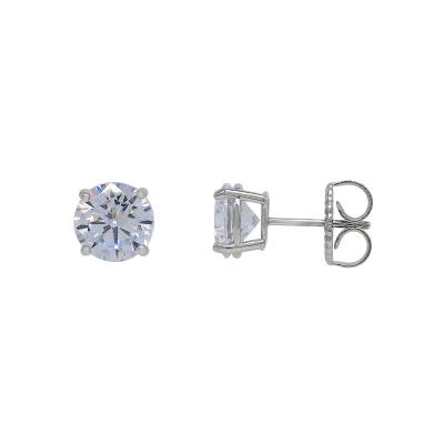 China CLASSIC Jewelry 2022 Lilliana Stud Earrings 925 Sterling Silver Brass Round Solitaire D.C.A. CZ 4CT for sale