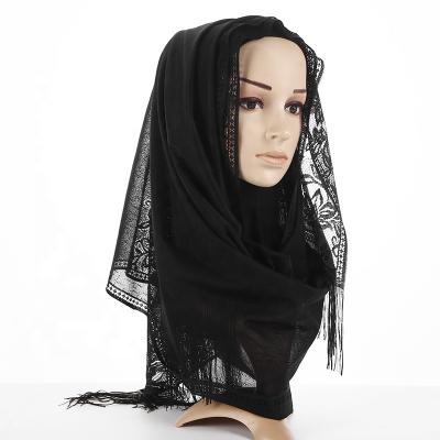 China New Design 180cm*80cm Fashion Cotton Lace Hijab Muslim Headscarf for sale