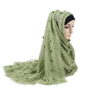 China Fuzzy Balls Cotton Shawl from New Small and Large Cotton Classic Scarf Hijab Shade Collection for sale