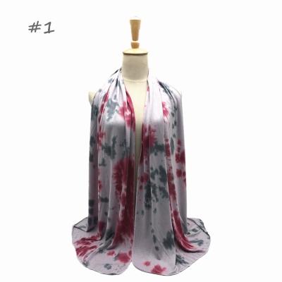 China Newest Classic Printed Muslim Tank Top Hijab Candy Color Tie Dye Cotton Stretchy Tank Top Hijab Pastel Scarf for sale