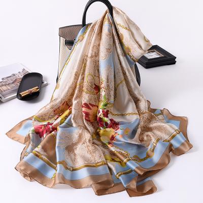 China Fashion 2021 spring autumn custom printing big brand scarf 180*90cm imitated silk ladies fashion scarves for sale