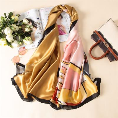 China 2019 Fashion Silk Scarf Professional Custom Design Digital Printing 180x90cm Silk Scarf Hangzhou Silk Scarf Factory for sale