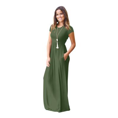 China Modest Loose Styling Fashion Solid Color Round Collar Long Skirt Short Sleeveless Modal Dress With Pockets for sale