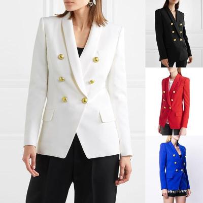 China Autumn Winter New Solid Color Button Fashion Lady Business Slim Small Suit Coat Women Wear Anti-wrinkle for sale