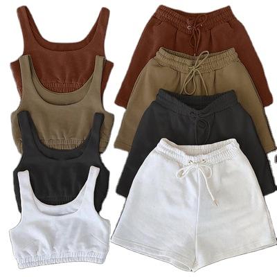 China Breathable Wholesale Summer Clothing Crop Top Two Piece Pants Set Shorts Joggers Sets Teams 2 Piece Sweatsuit Sweat Short Set Women for sale