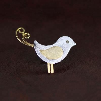 China Clothing Accessories Wholesale 925 Sterling Silver Women's Jewelry Handmade Adorable Little Jay Design Fashion Brooch For for sale