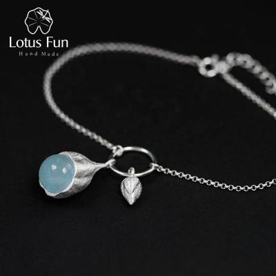 China CLASSIC 925 Sterling Silver Natural Aquamarine Elegant Lotus Buds Custom Stone Bracelets for Women Jewelry for sale