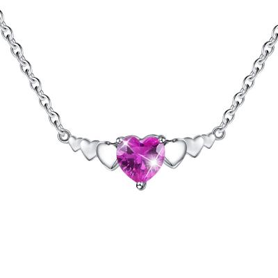 China Custom 925 Sterling Silver Cute Wholesale Fashionable Crystal Heart Necklace Pendant Jewelry for sale