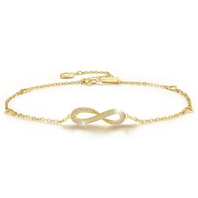 China 925 Silver Anklets Infinity Anklet Bracelet Handmade Love Symbol Endless Charm Adjustable Foot 18k Gold for sale