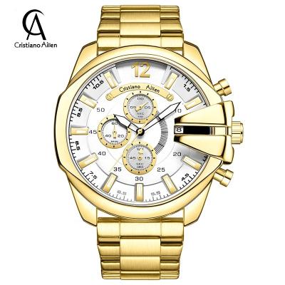 China Automatic Date Cristiano Aillen CA0832G Mens Sports Watches Waterproof Full Steel Quartz Men's Watch Relogio Masculino With Gift Box for sale