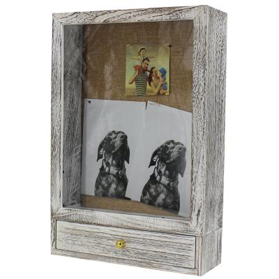 China Display Photo 8x10 Shadow Box Showcase With Deep Drawer Shadow Box Frame And Back Memorabilia Canvas Photos for sale