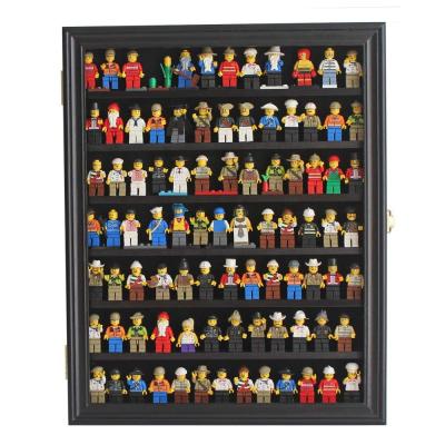 China Modern Custom Factory Large Black 14x17.5 Lego Men Minifigures Figurines Display Wooden Case for sale