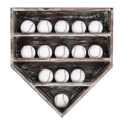 China Morden 14's Baseball House Plaque Wall Mounted Burnt Wooden Display Case for sale