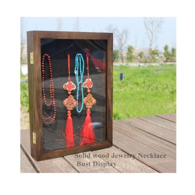 China Wholesale Custom 8x10 Walnut 3d Jewelry Necklace Showcase Deep Solid Wood Antique Shade Box Frame Storage For Home Decor for sale