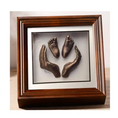 China Decorative Baby 3D Mount Kit With Walnut Color Wooden Deep Shadow Box Showcase Photo Frame for sale