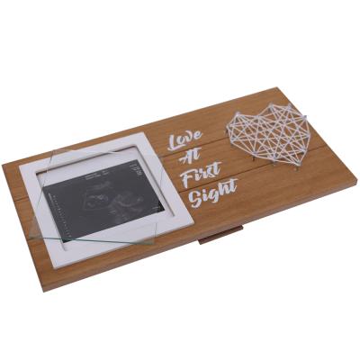 China New Design Sight Wholesale Custom Wood Hangable Wooden Baby Ultrasonic Sign Picture Frame For Keepsake for sale