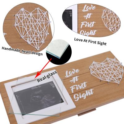 China Hot Sale Wooden Custom Wholesale Baby Amazon Ultrasonic Sign Photo Frame For Keepsake for sale