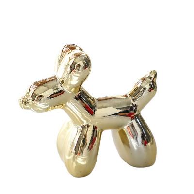 China European style wholesale ceramic dog gold indoor ornaments balloon decor craft for sale