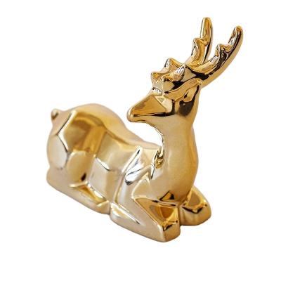 China Nordic Ceramic Creative Electroplating Animal Ornaments Mini Hotel Home Party Decorations Small for sale