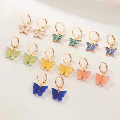 China YANYE FASHIONABLE wind YANYE butterfly small fresh multi-color simple acrylic earrings from INS for sale