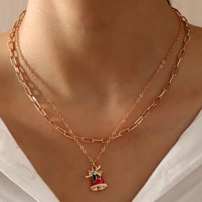 China New Creative Christmas FASHION Series YANYE Double-Layer Chain Oil Drip Bell Snowflake Necklaces for sale