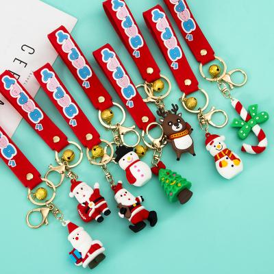 China YANYE Christmas Series Leather Cartoon Santa Claus Elk Soft Rubber Silicon Key Chain for sale