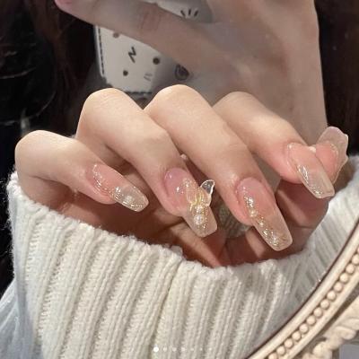 China YANYE Design Ice Translucent Outdoor 3D Butterfly Clear Detachable Wearable Nail Art Accessories Ballet False Nails for sale