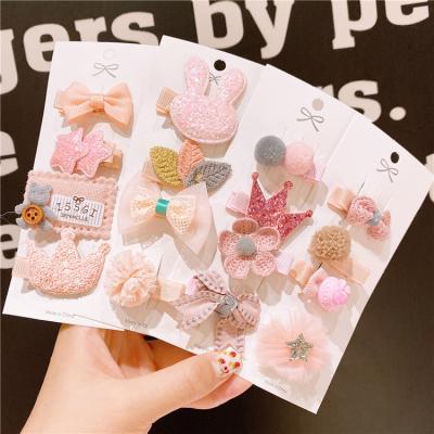 China Y&Y New Products Sweet Baby Pink Color Series Paper Bundle Children's Hair Pins Set Clips Hair Accessories for sale