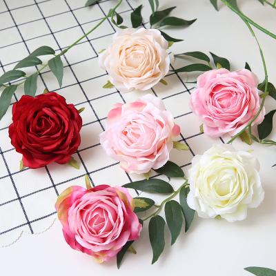 China Natural Contact YANYE 9cm Home Decoration Rose Artificial Flower Heads 9 Colors Fabric Silk Flower Wedding for sale