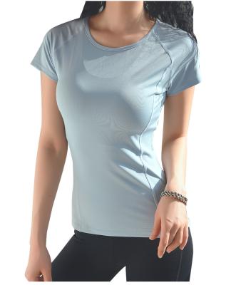 China Anti-Wrinkle Sleeve Yoga Tops Summer Solid Color Sports Running Short Slim Fit T-Shirt for sale