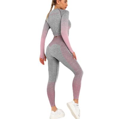 China Hot Sale Breathable Women Yoga Equipments Sets Fitness Gym Sports Suit High Waist Legging Active Wear Sporty Clothing Ladies Sets for sale