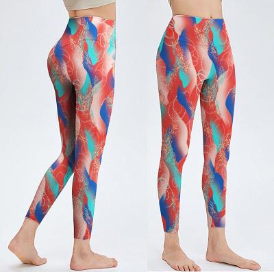 China Breathable High Waist Leggings Sports Subtract Color Block Women Training Wear 3D l Print Yoga Leggings for sale