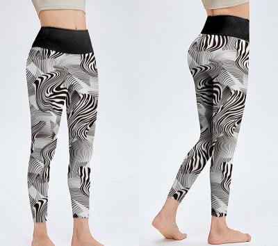 China 3d Printing Gym Fitness Breathable Digital Zebra Bars High Elastic Waist Sports Yoga Seamless Pants For Women for sale