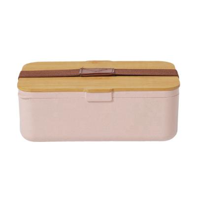 China Microwavable 2 Compartment Bamboo Fiber Lunch Box With Chopsticks To Go Warmer for sale