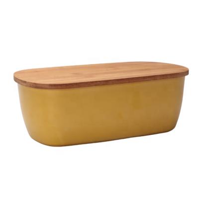 China Rectangular Freshness Storage Solid Color Bamboo Bread Box Extra Large With Lid for sale