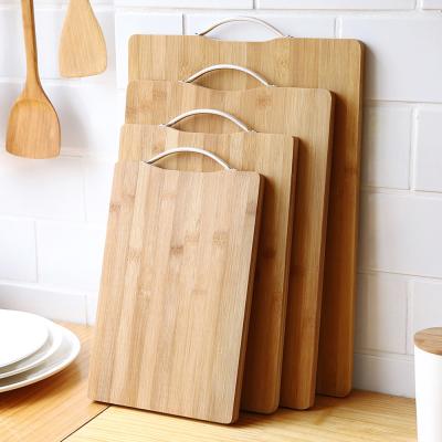 China Viable Ready to Ship Hot Amazon Size 4pcs Chopping Board Wood Chopping Metal Handle Bamboo Wholesale for sale